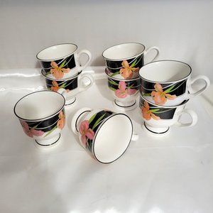 Sango Allure - Set of 8 Footed Coffee Cups - Excellent Condition